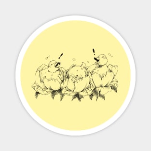 Cute Ducks Laughing In Flowers Magnet